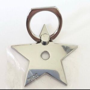 DIOR  Star Phone Ring Pop Socket Silver Tone Metal